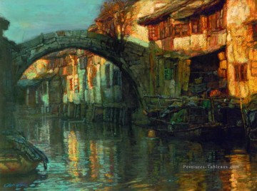 Villes d’eau Rythme de l’automne chinois Chen Yifei Peinture à l'huile
